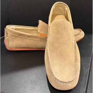 Joseph Abboud Mens 10 1/2 Driving Slip On Shoes Suede Leather Tan Beige Preppy